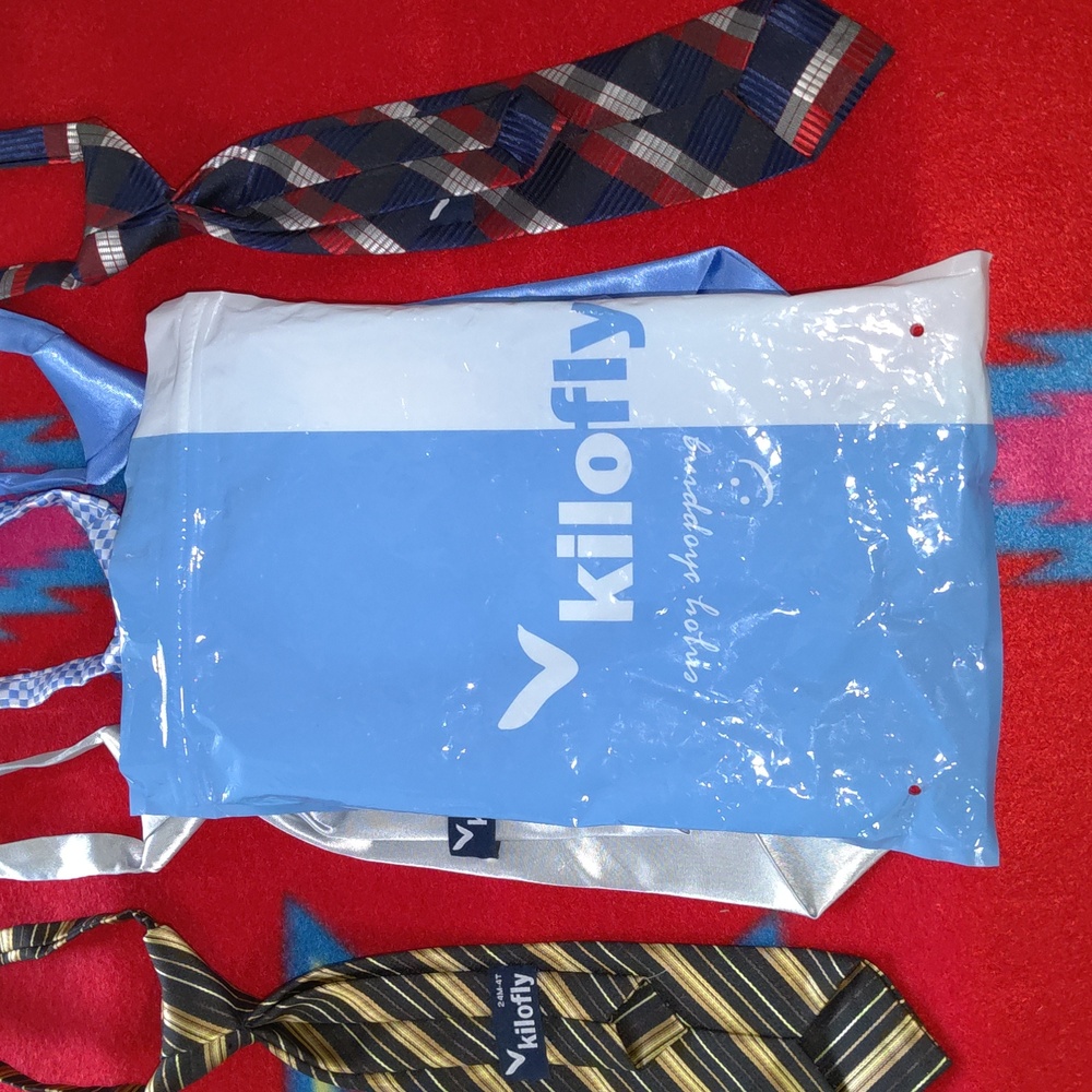 kilofly Pre-tied Adjustable Zipper Tie Kids Boys Baby Necktie Value Set of 5